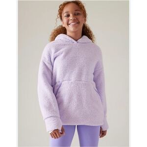 Athleta Girl So Toasty Sherpa Hoodie Oversized Lavender Kangaroo Pocket Size L